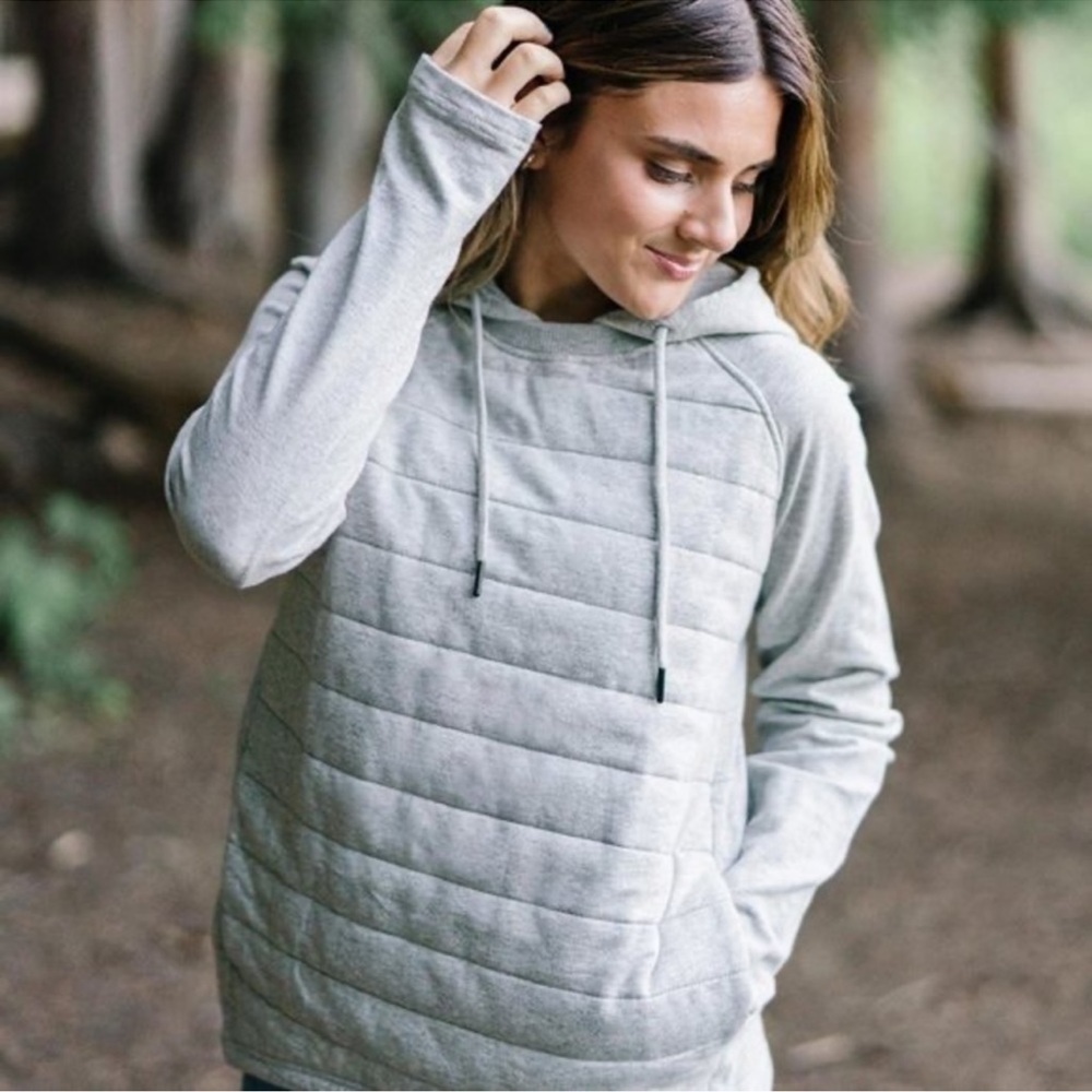 Zyia Active Grey Quilted Boxy Hoodie
